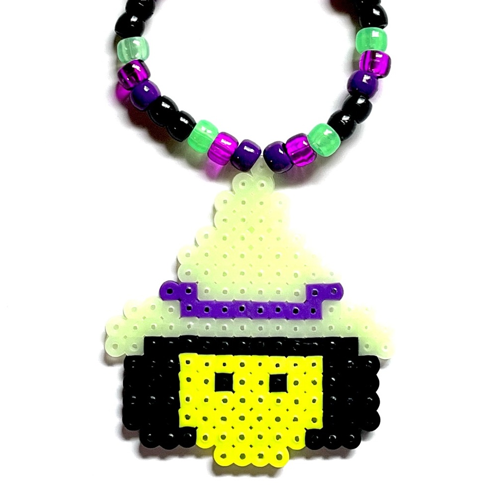 Witch Perler Kandi Bracelet - Halloween Party, Spooky Season, Rave Jewelry